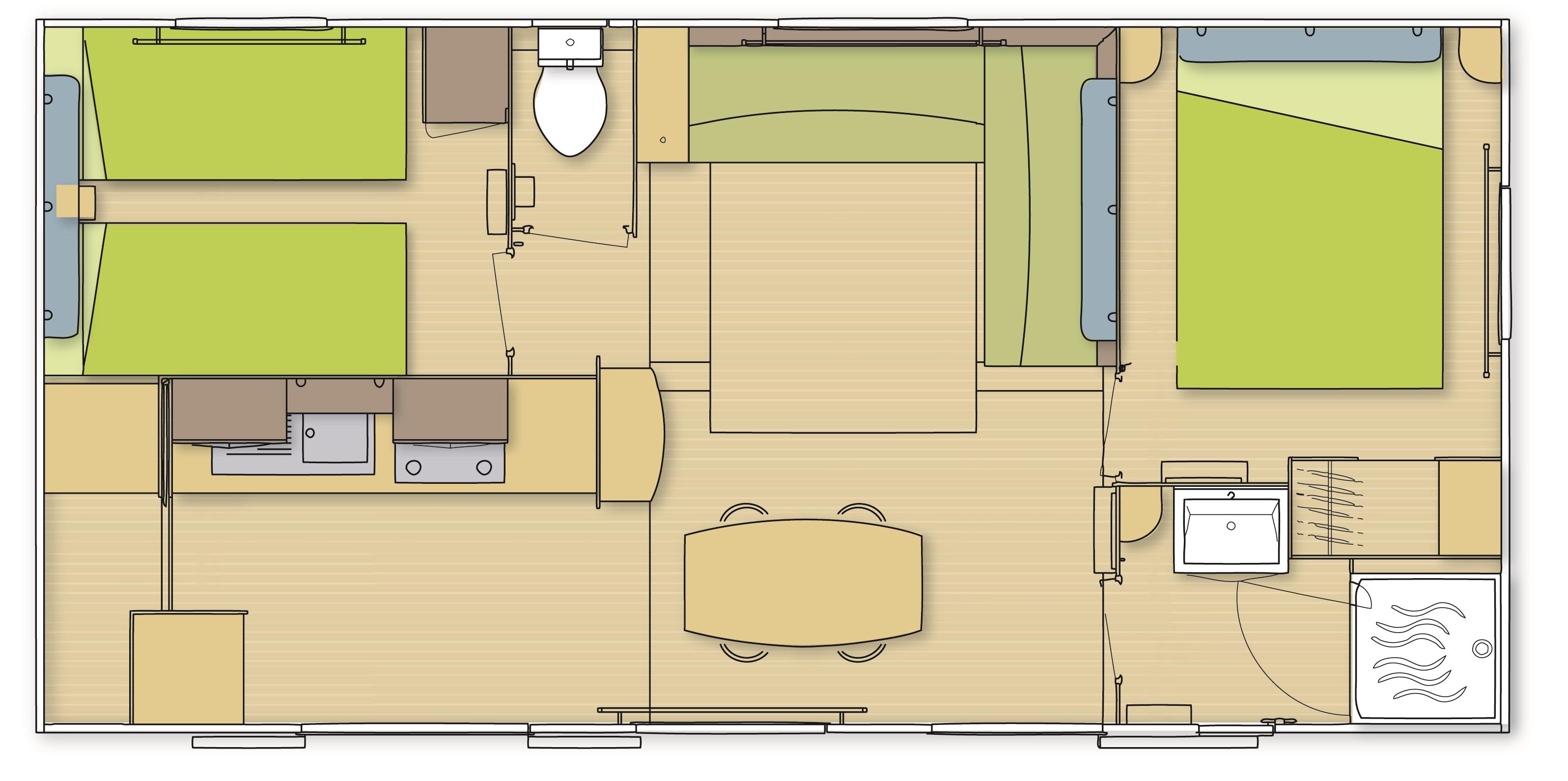 Cottage Confort 29 à 31m² – 2 slaapkamers 2/4 pers.