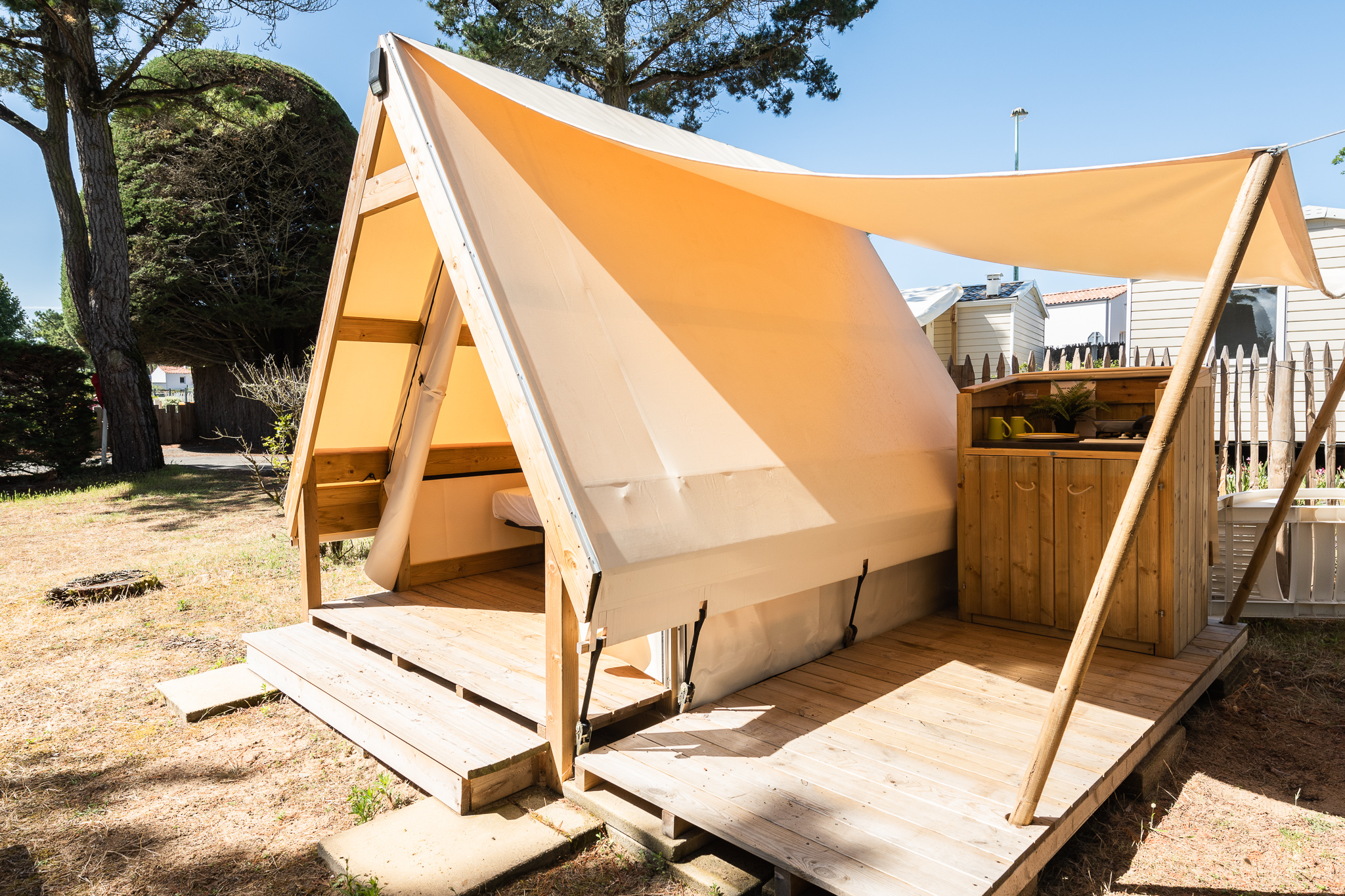 Ecolodge trekkerstent 6m² (1 tot 2 pers) 1/2 pers.