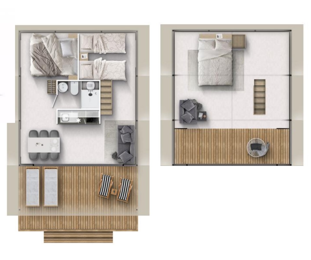 Nature Lodge – 3 Bedrooms – Spa (bed linen and towels included) 2/6 Ppl.