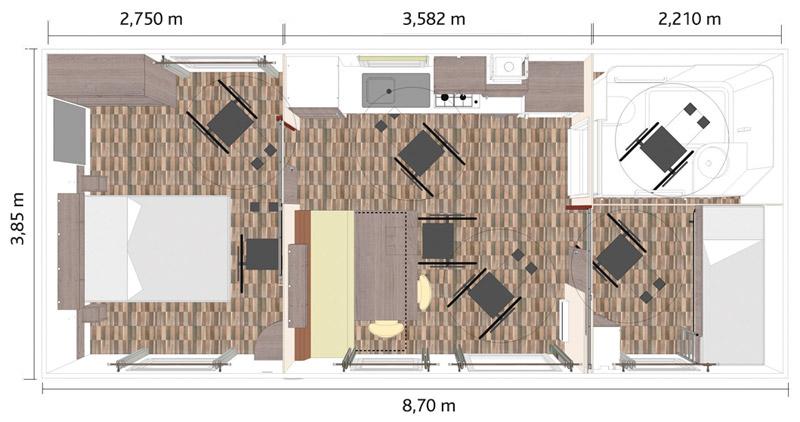Cottage Komfort barrierefrei – 34 m² – 2 Schlafzimmer 2/4 Pers.