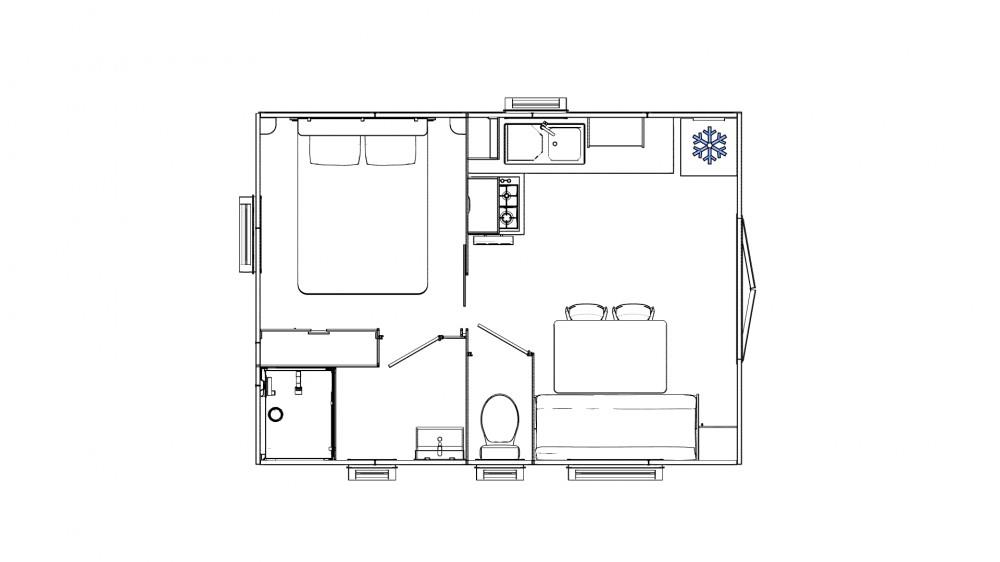 Cottage Prestige 20 m² – 1 chambre (draps et serviettes inclus) 1/2 Pers.