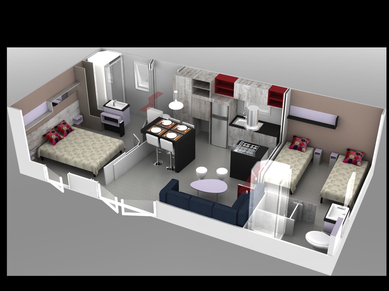 Cottage Prestige 40 m² – 2 chambres – 2 salles de bain (draps et serviettes inclus) 2/4 Pers.