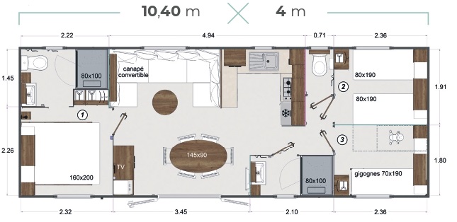 Cottage Prestige 40 m² – 3 Schlafzimmer – 2 Badezimmer (inkl. Bettwäsche und Handtücher) 4/6 Pers.