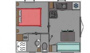 Cottage Confort 20m² – 1 chambre + télévision 1/2 Pers.