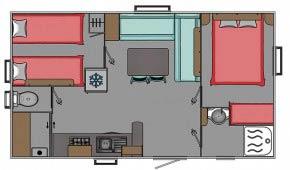 Cottage Loisirs 24m² – 2 chambres (sans télévision) 2/4 Pers.