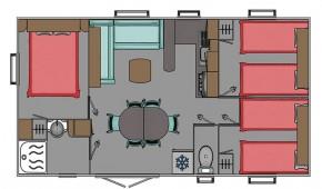 Cottage Confort 32m² – 3 chambres + télévision 4/6 Pers.