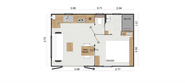 Cottage Prestige 1 chambre (avec TV et terrasse) 2/4 Pers.
