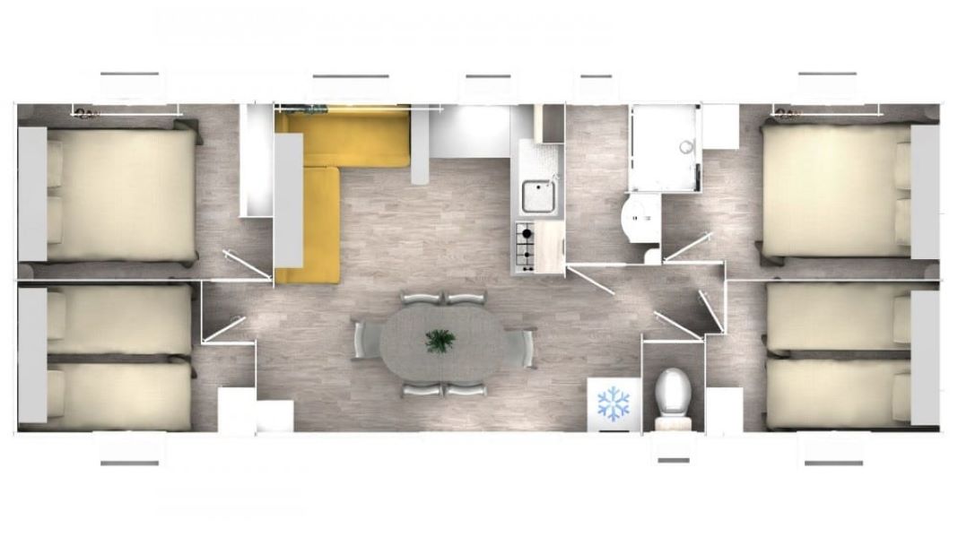 Cottage Premium 40m² – 4 Chambres + télévision + Terrasse 6/8 Pers.